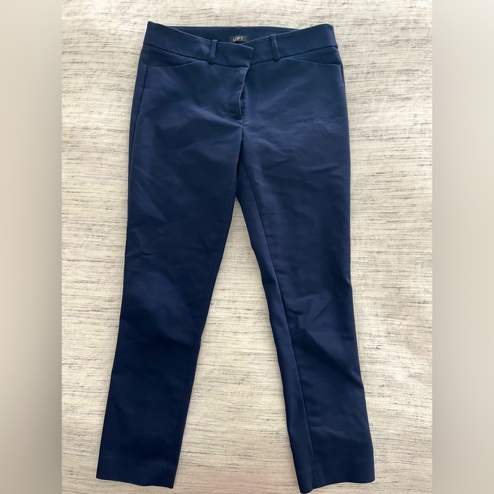 Navy Blue Cropped Ankle Pants